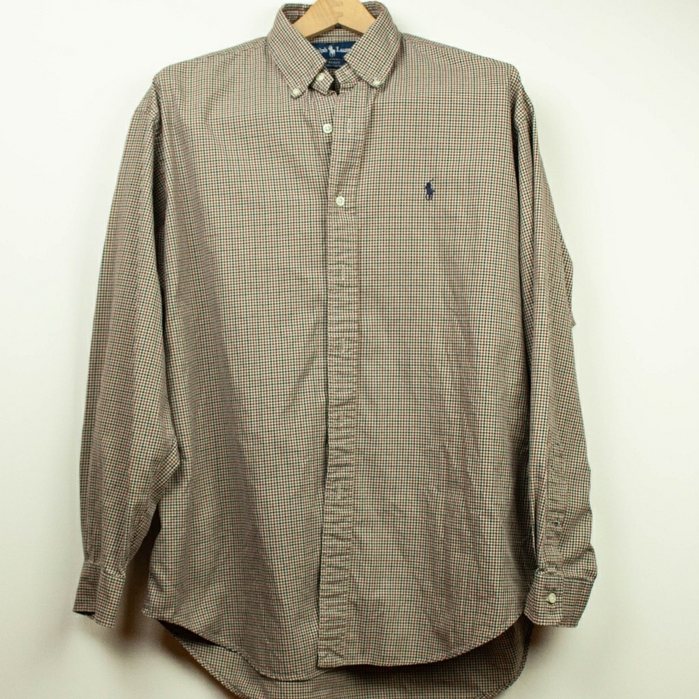 Ralph Lauren Houndstooth Plaid Button Down size L